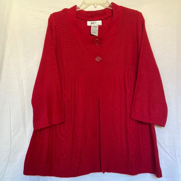 KIKIT Sweater Women's Two Button Front Cable Knit Cardigan Red Color Size XL - Picture 1 of 6